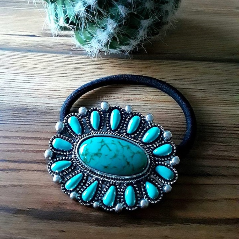 Turquoise Concho Cluster Hair Band - Picture 1 of 2